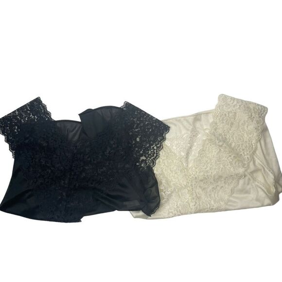 Vintage Collections Etc. Size Large Lace Lingerie Top‎ (Lot 2) Cream and Black - Picture 1 of 13